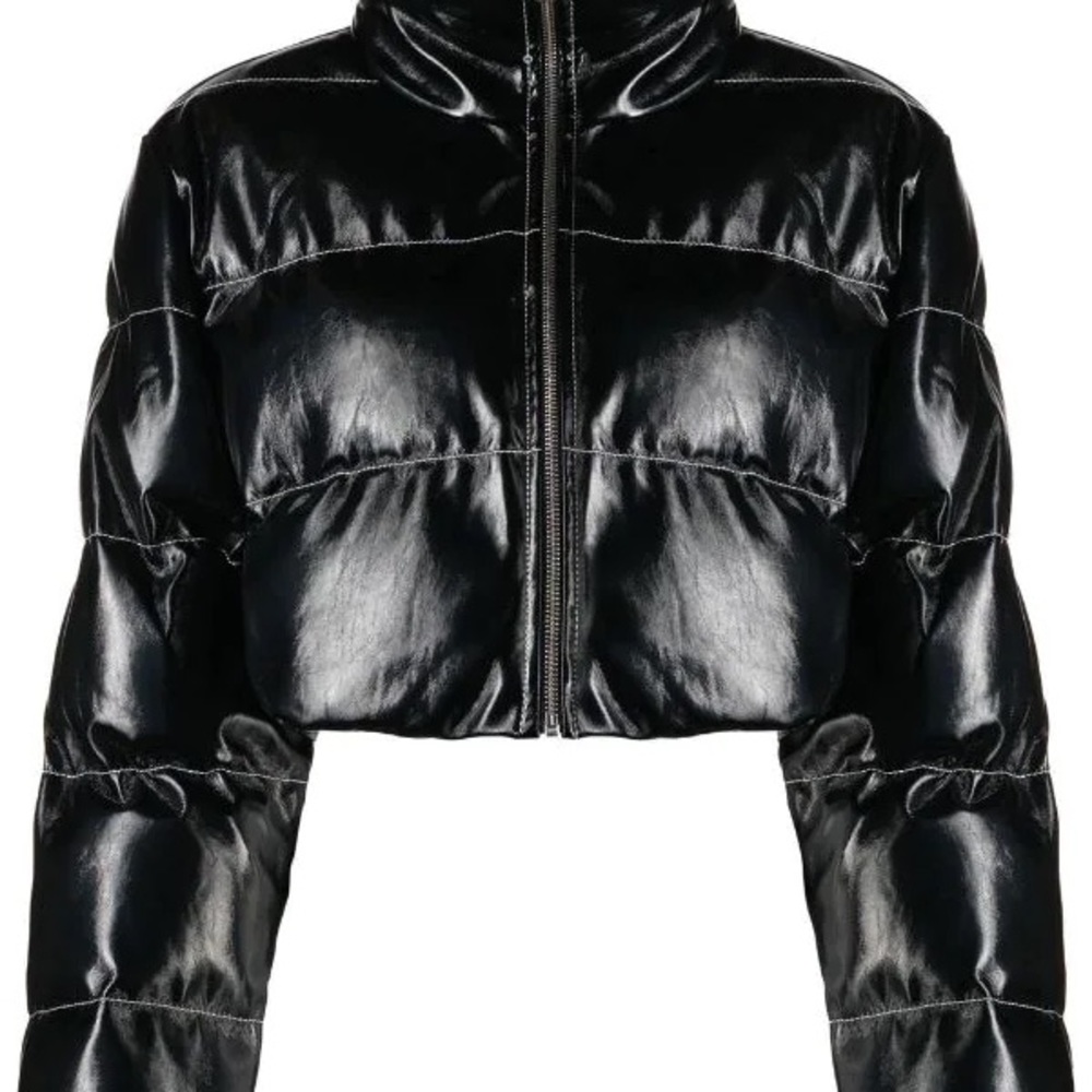 STAUD VEGAN LEATHER CROPPED JACKET
